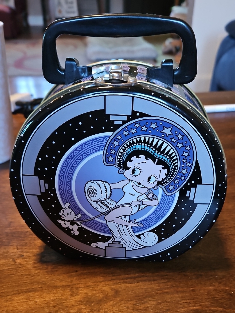 Betty Boop Round Tin Lunchbox - Black & Lavender
